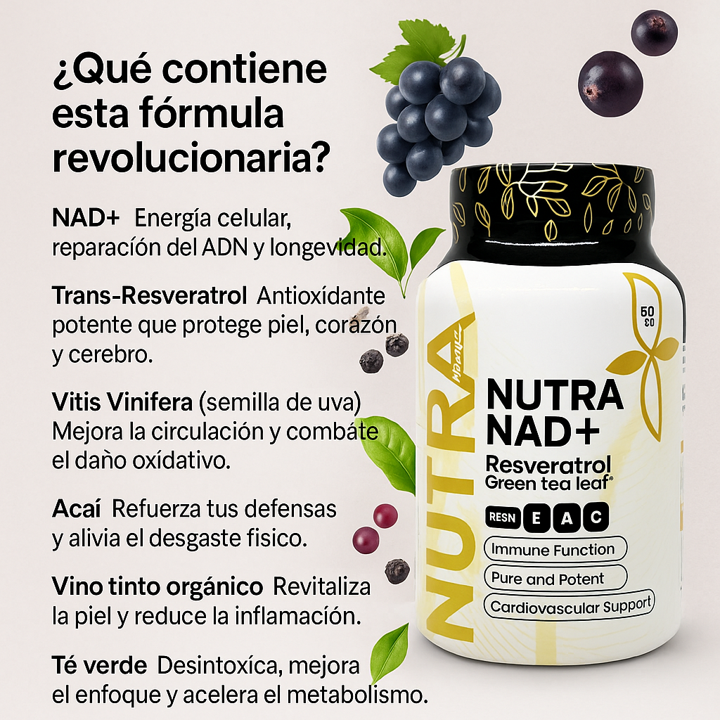 Nutra NAD+ Resveratrol 60 Cápsulas | Antioxidante Natural