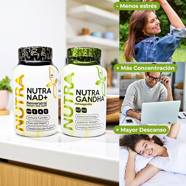 Combo: Nutra NAD+ Resveratrol + Ashwagandha | Antiestrés y Longevidad
