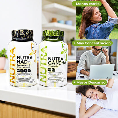 Combo: Nutra NAD+ Resveratrol + Ashwagandha | Antiestrés y Longevidad