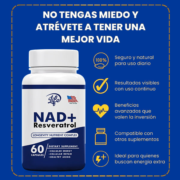NAD+ Resveratrol | Suplemento Potenciador y Rejuvenecedor
