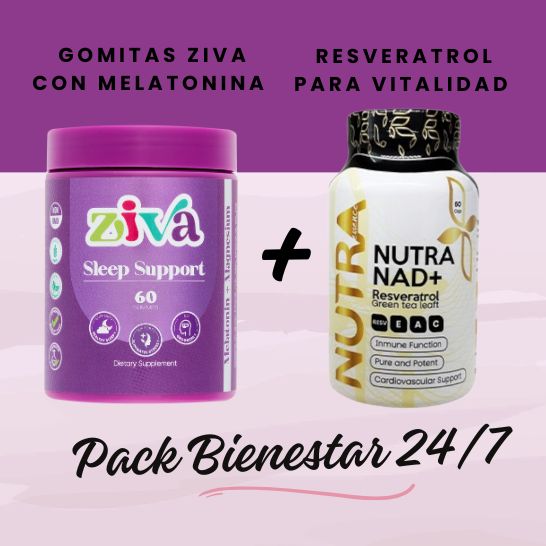 Pack Bienestar 24/7 | Resveratrol para vitalidad + Gomitas Ziva con Melatonina para descanso reparador