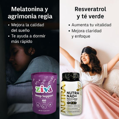 Pack Bienestar 24/7 | Resveratrol para vitalidad + Gomitas Ziva con Melatonina para descanso reparador