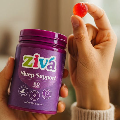 Ziva Sleep Support – Gomitas de Melatonina y Magnesio para Dormir Mejor, 60 Unidades