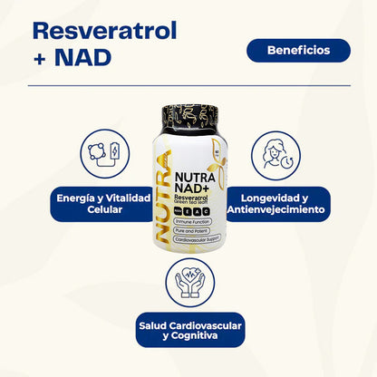 Combo: Nutra NAD+ Resveratrol + Ashwagandha | Antiestrés y Longevidad