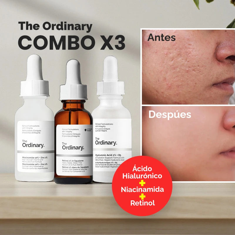Combo Anti-Poros + Glow + Renovación | Niacinamida + Ácido Hialurónico + Retinol