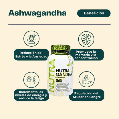 Combo: Nutra NAD+ Resveratrol + Ashwagandha | Antiestrés y Longevidad